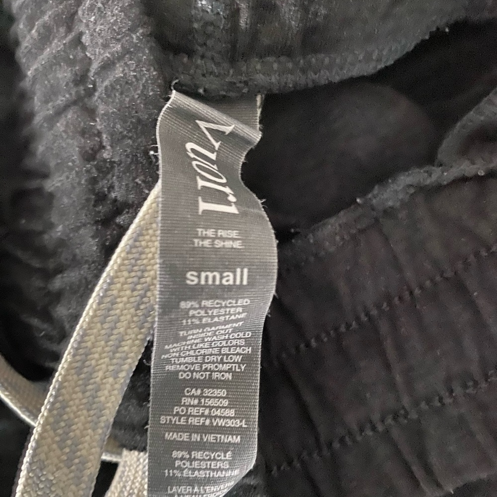 Black, Vuori joggers, long, size small.